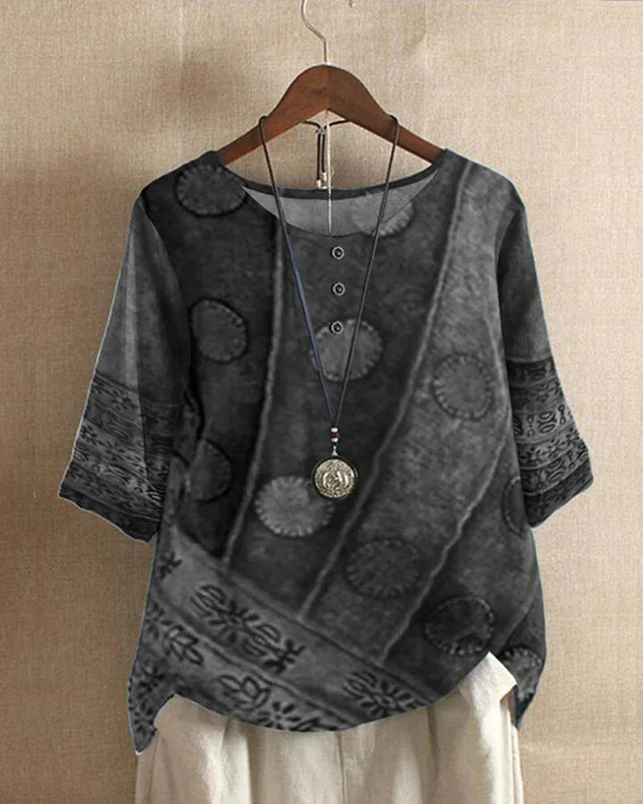 Bohemian blouse met print en knoopdetails