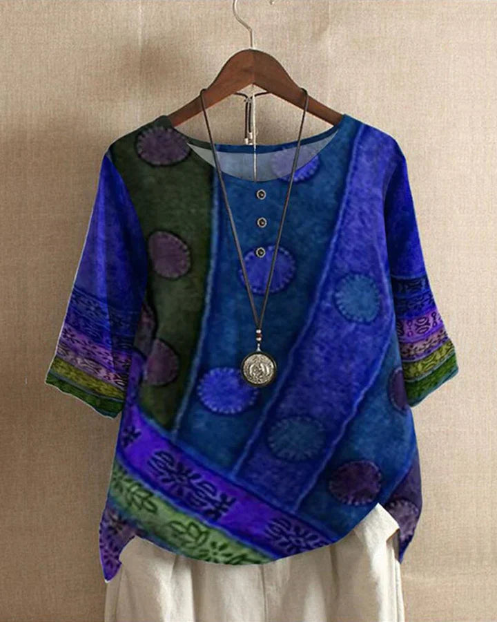 Bohemian blouse met print en knoopdetails