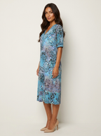 Midi jurk met bloemenprint en V-hals