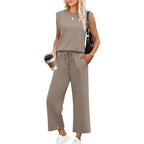 Set met mouwloze top en wide leg broek