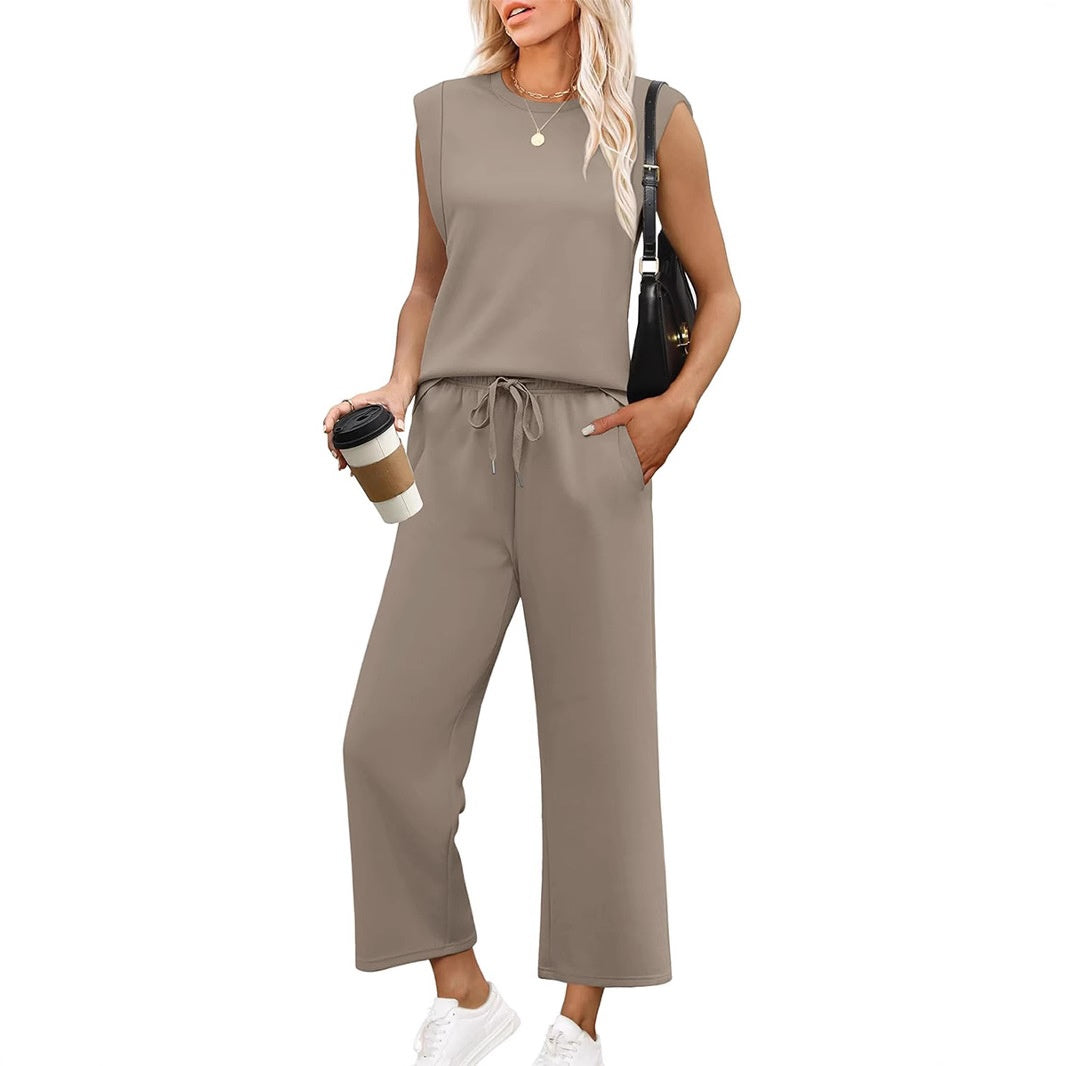 Set met mouwloze top en wide leg broek
