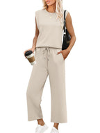 Set met mouwloze top en wide leg broek