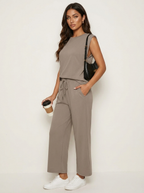 Set met mouwloze top en wide leg broek
