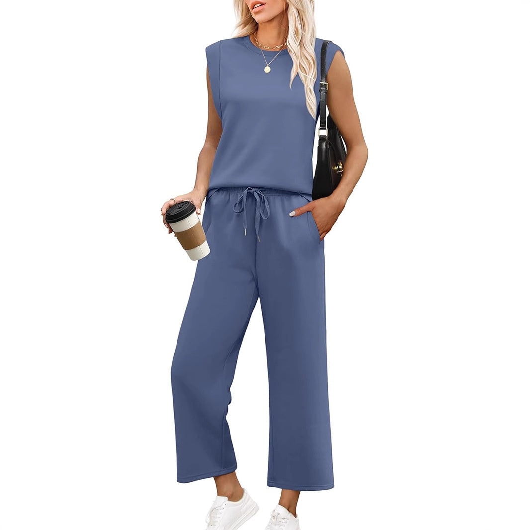 Set met mouwloze top en wide leg broek
