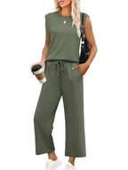 Set met mouwloze top en wide leg broek