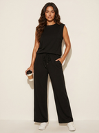 Set met mouwloze top en wide leg broek in zwart