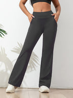 Flared broek met hoge taille en wijde pijpen in donkergrijs