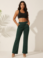 Flared broek met hoge taille en wijde pijpen