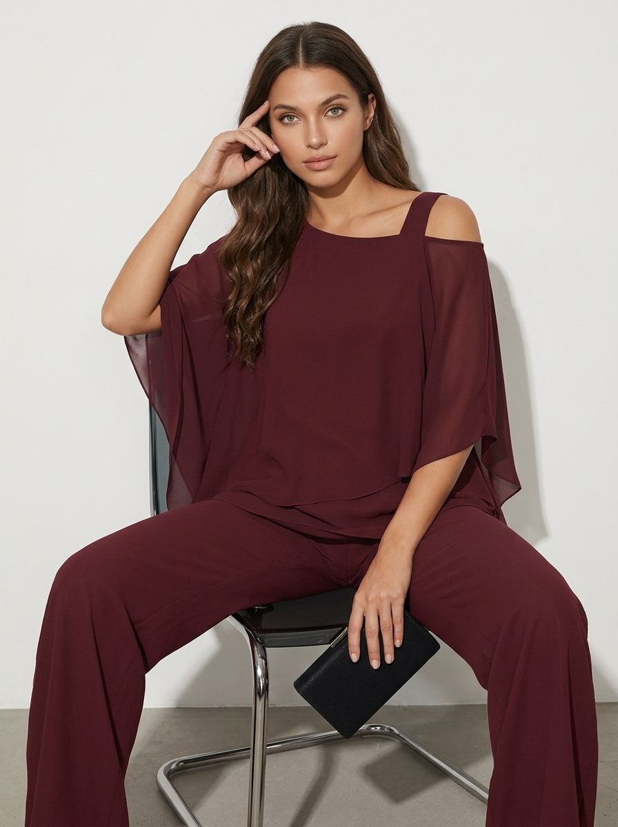 Chiffon set met vloeiende pasvorm