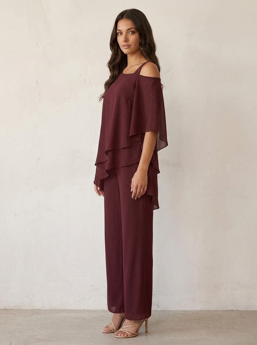 Chiffon set met vloeiende pasvorm
