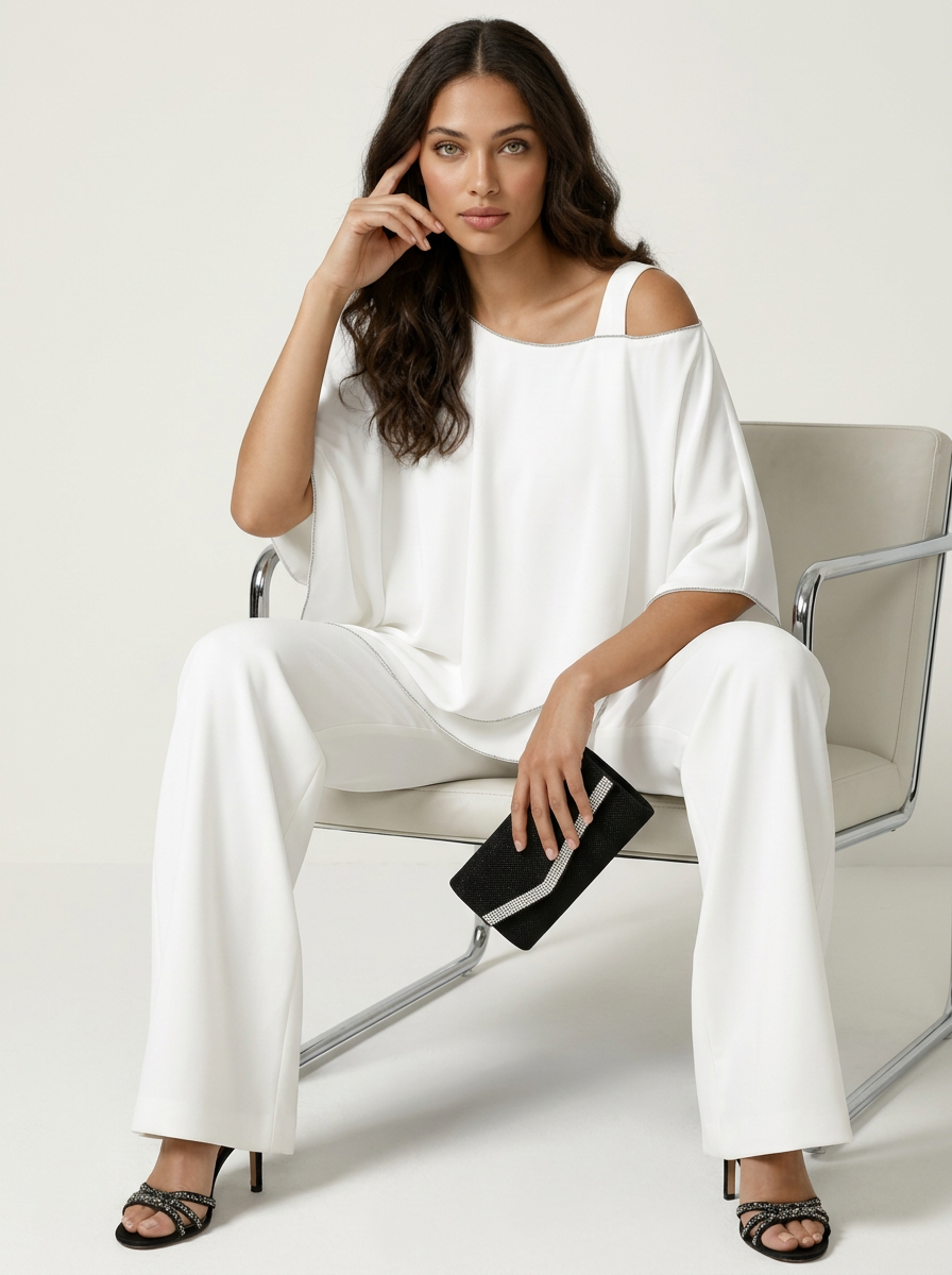 Chiffon set met vloeiende pasvorm