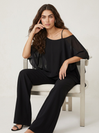 Chiffon set met vloeiende pasvorm