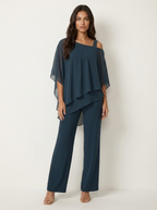 Chiffon set met vloeiende pasvorm in blauw