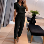 Tweedelige set met V-hals top en broek
