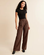 Wide-leg pantalon met hoge taille en subtiele plooien