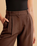 Wide-leg pantalon met hoge taille en subtiele plooien