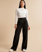 Wide-leg pantalon met hoge taille en subtiele plooien