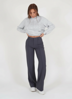Rechte pantalon met hoge taille en soepele val in grijs