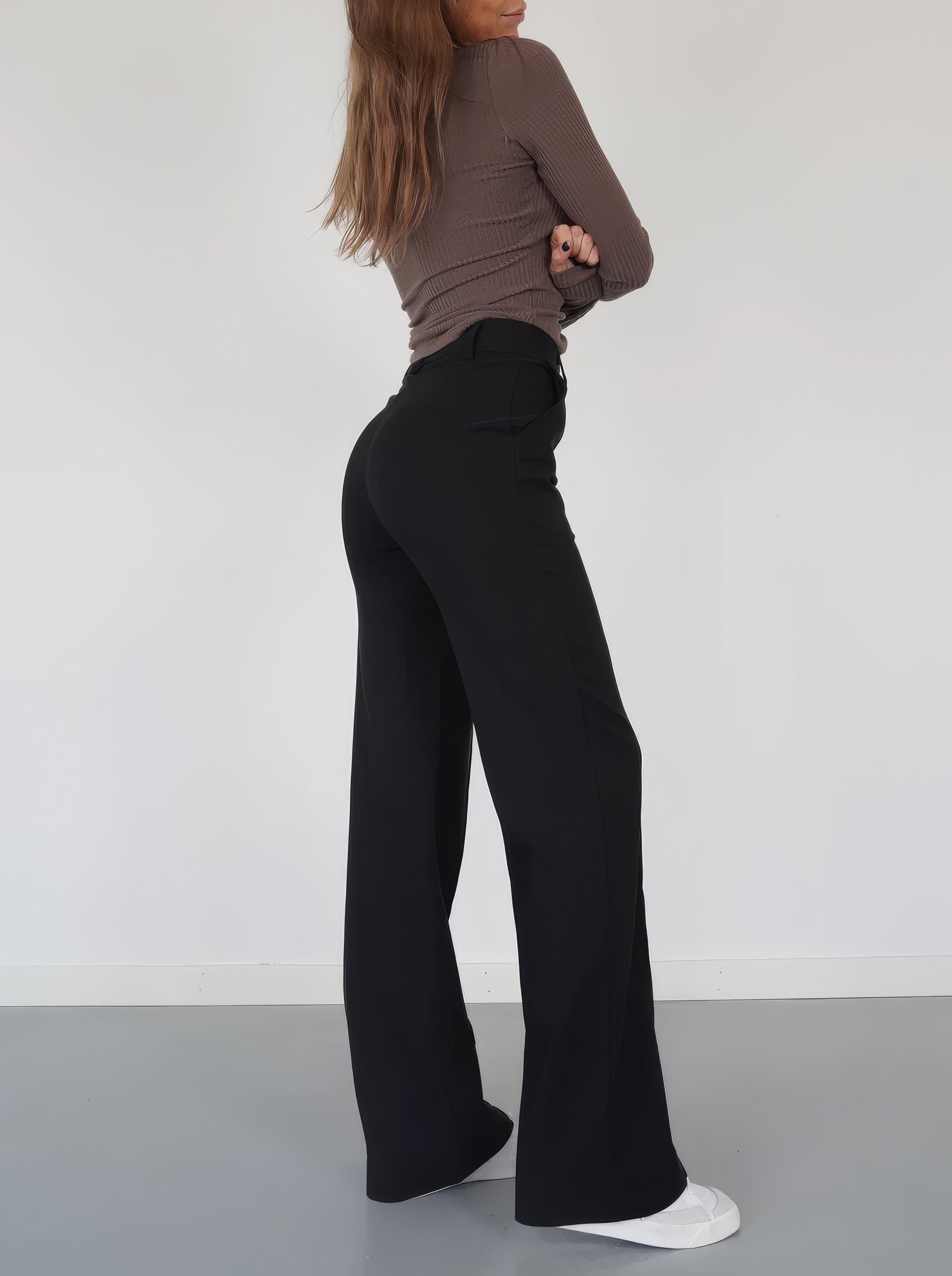 Rechte pantalon met hoge taille en soepele val
