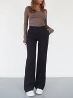 Rechte pantalon met hoge taille en soepele val