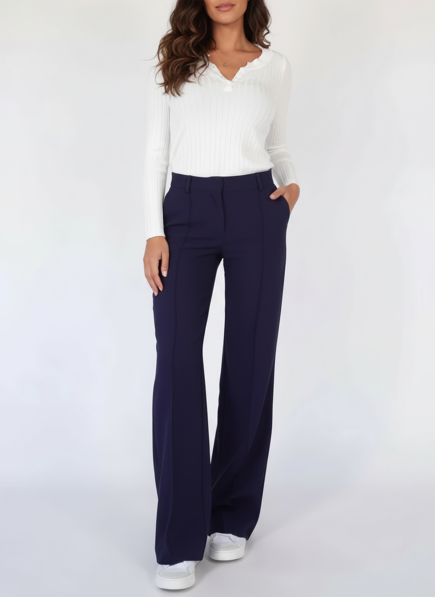 Rechte pantalon met hoge taille en soepele val