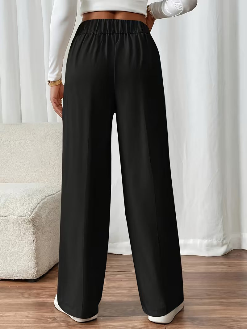 Pantalon met hoge taille en decoratieve knoopdetails