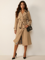 Trenchcoat met double-breasted sluiting en ceintuur in bruin