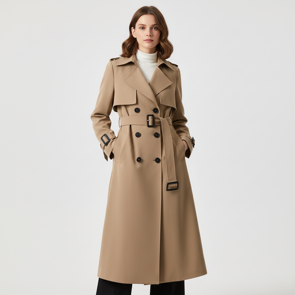 Trenchcoat met double-breasted sluiting en ceintuur