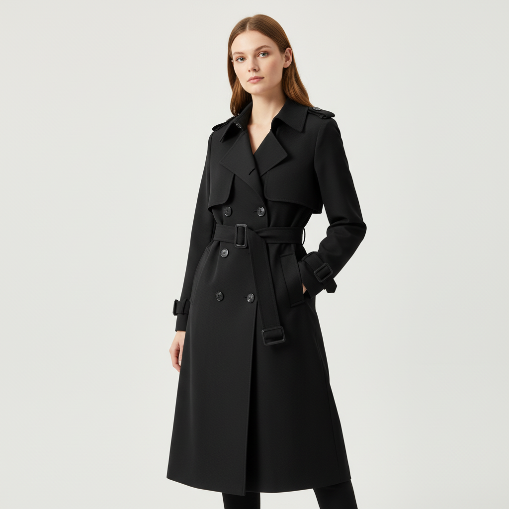 Trenchcoat met double-breasted sluiting en ceintuur