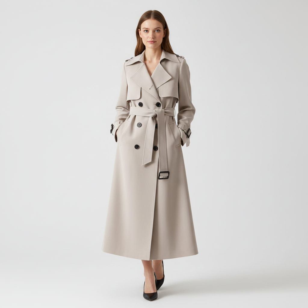 Trenchcoat met double-breasted sluiting en ceintuur