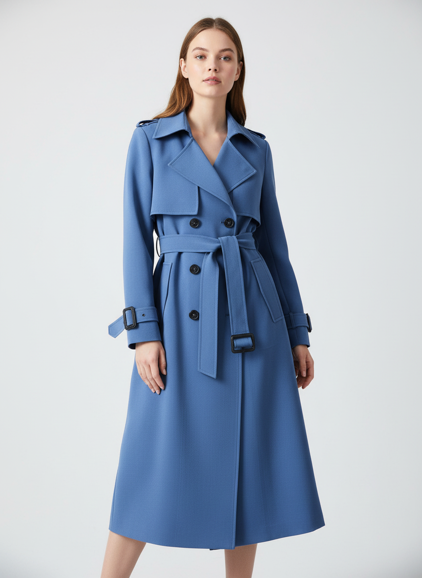 Trenchcoat met double-breasted sluiting en ceintuur
