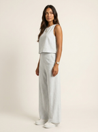 Linnenlook set met mouwloze top en wijde broek