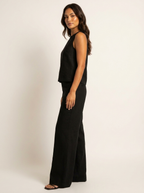 Linnenlook set met mouwloze top en wijde broek