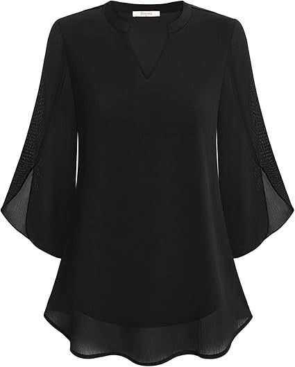 Luchtige chiffon blouse met V-hals