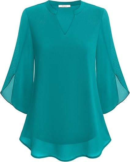 Luchtige chiffon blouse met V-hals