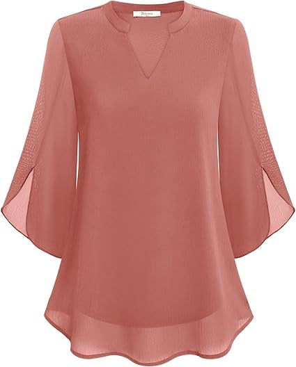 Luchtige chiffon blouse met V-hals