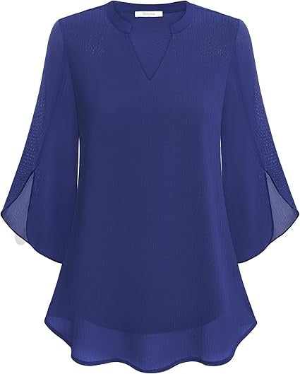 Luchtige chiffon blouse met V-hals