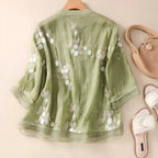 Geborduurde blouse met bloemendessin en ronde hals