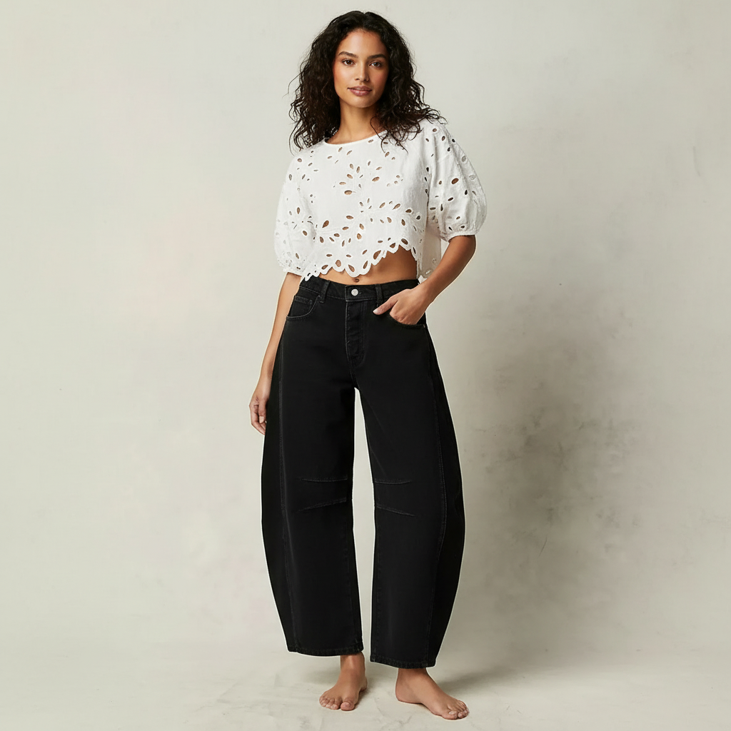 Barrel jeans met hoge taille en ontspannen pasvorm