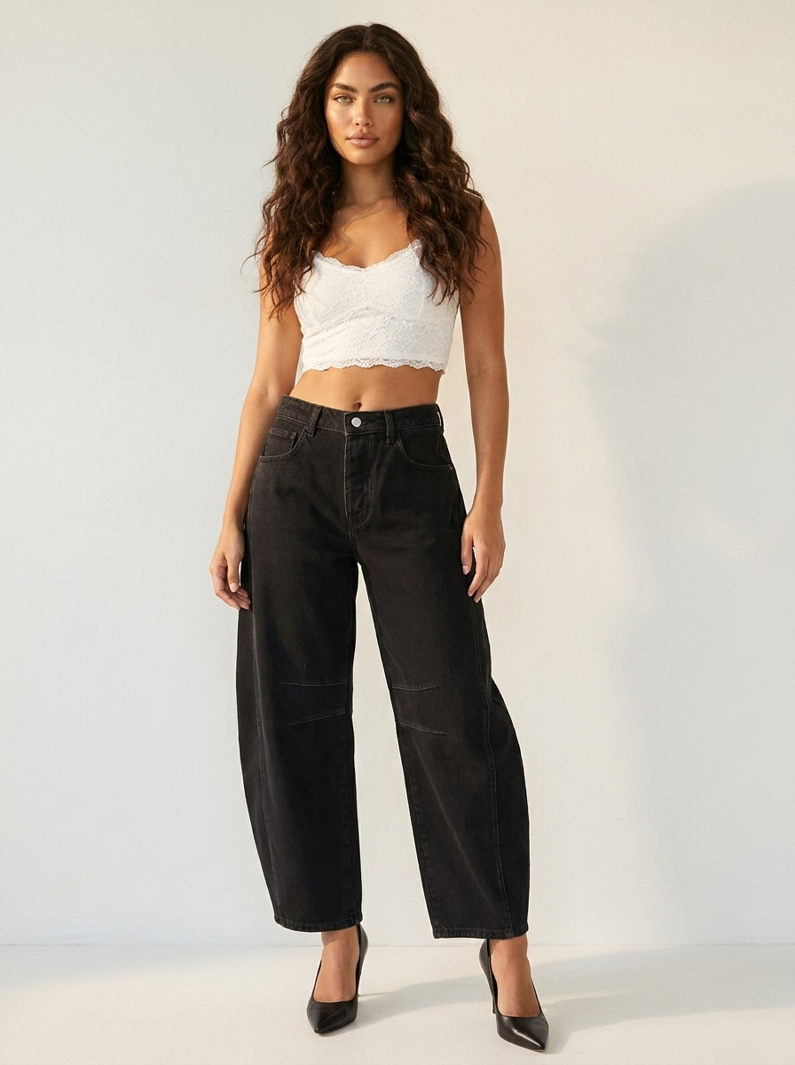 Barrel jeans met hoge taille en ontspannen pasvorm