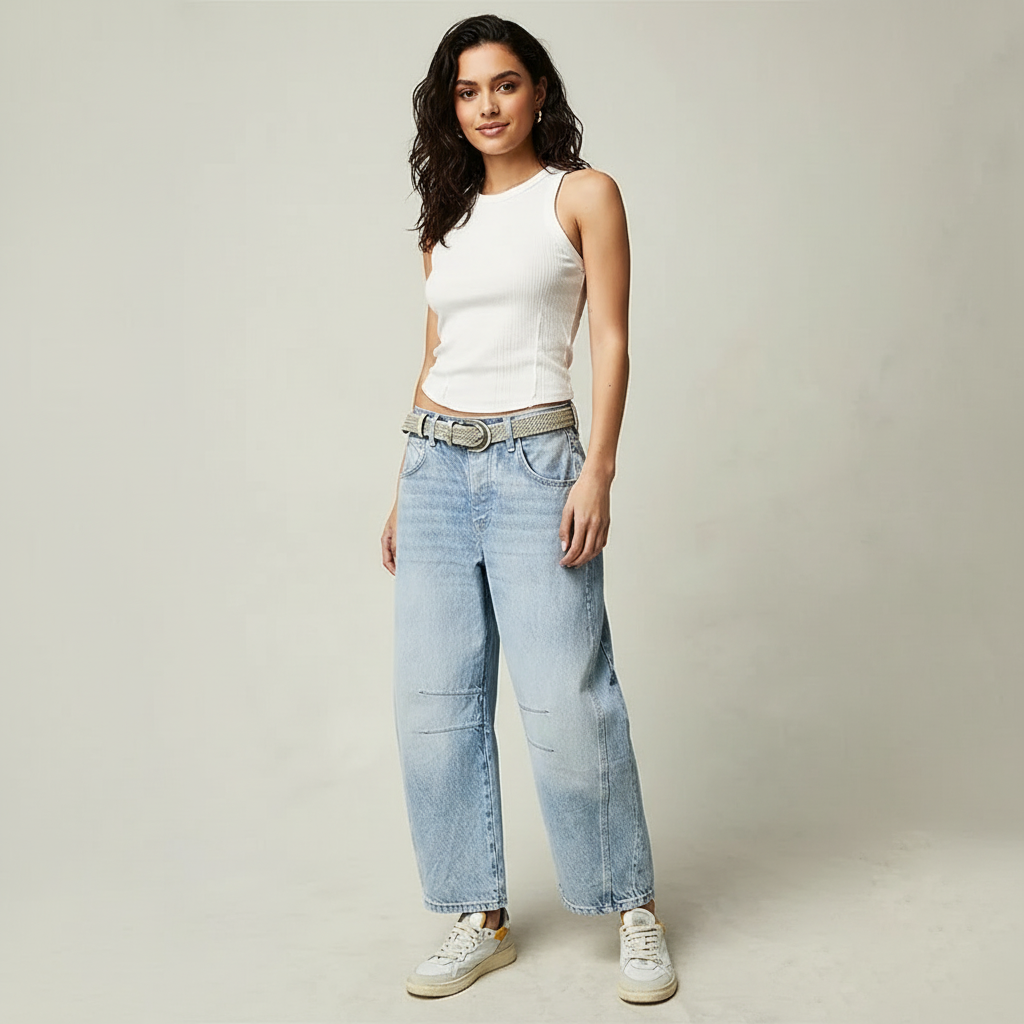 Barrel jeans met hoge taille en ontspannen pasvorm