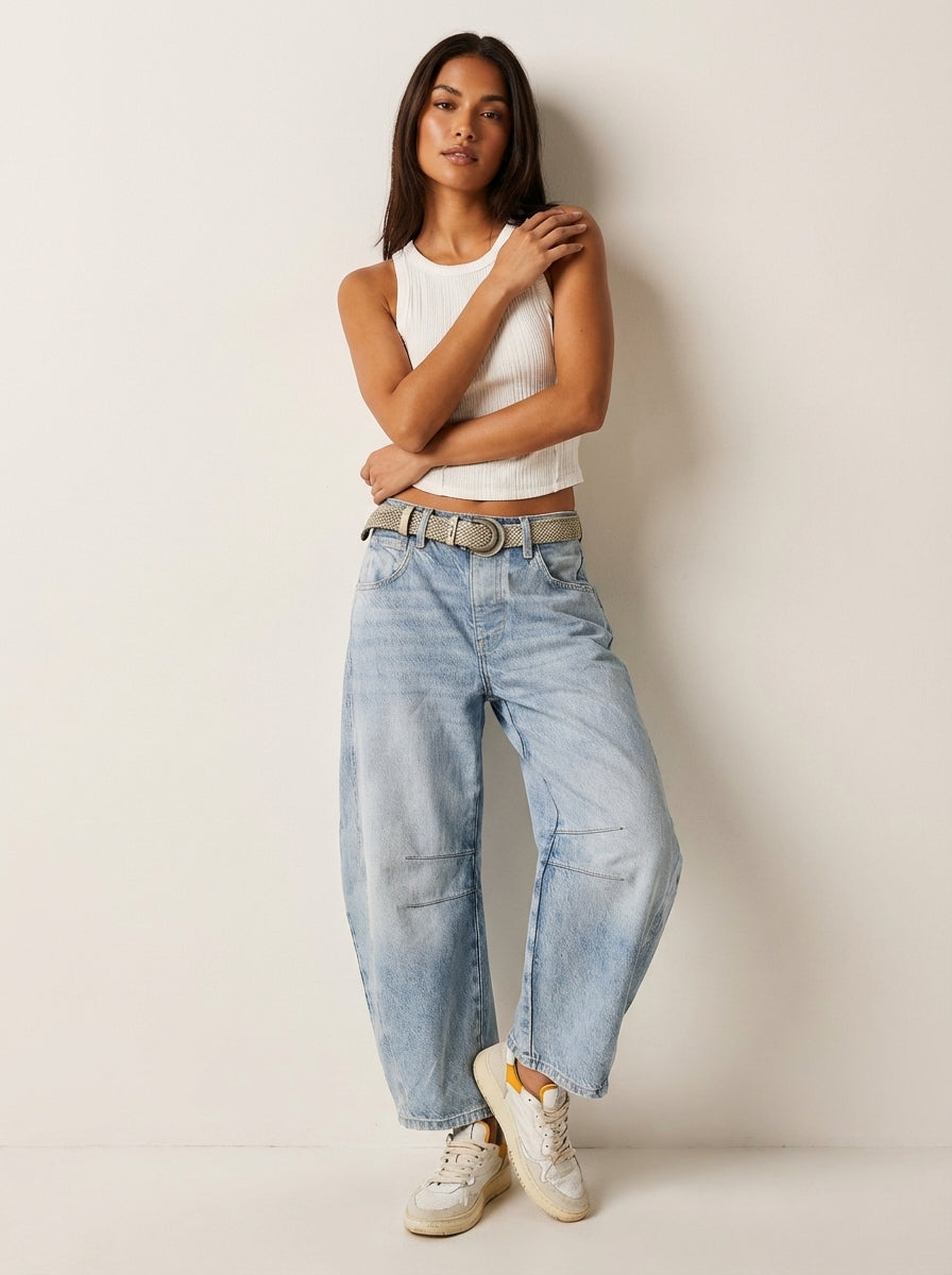 Barrel jeans met hoge taille en ontspannen pasvorm