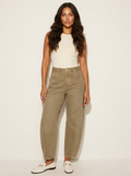 Barrel jeans met hoge taille en ontspannen pasvorm in beige
