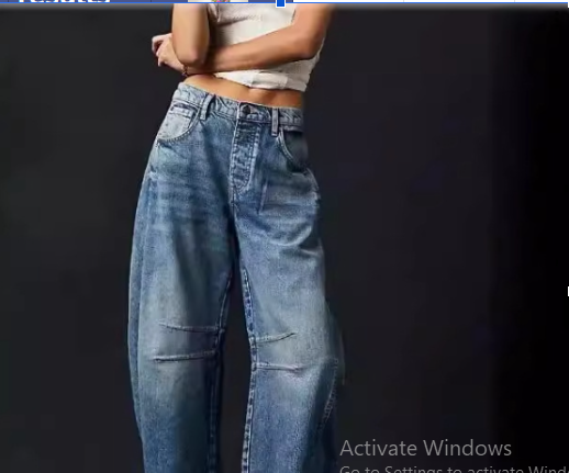 Barrel jeans met hoge taille en ontspannen pasvorm in donkerblauw