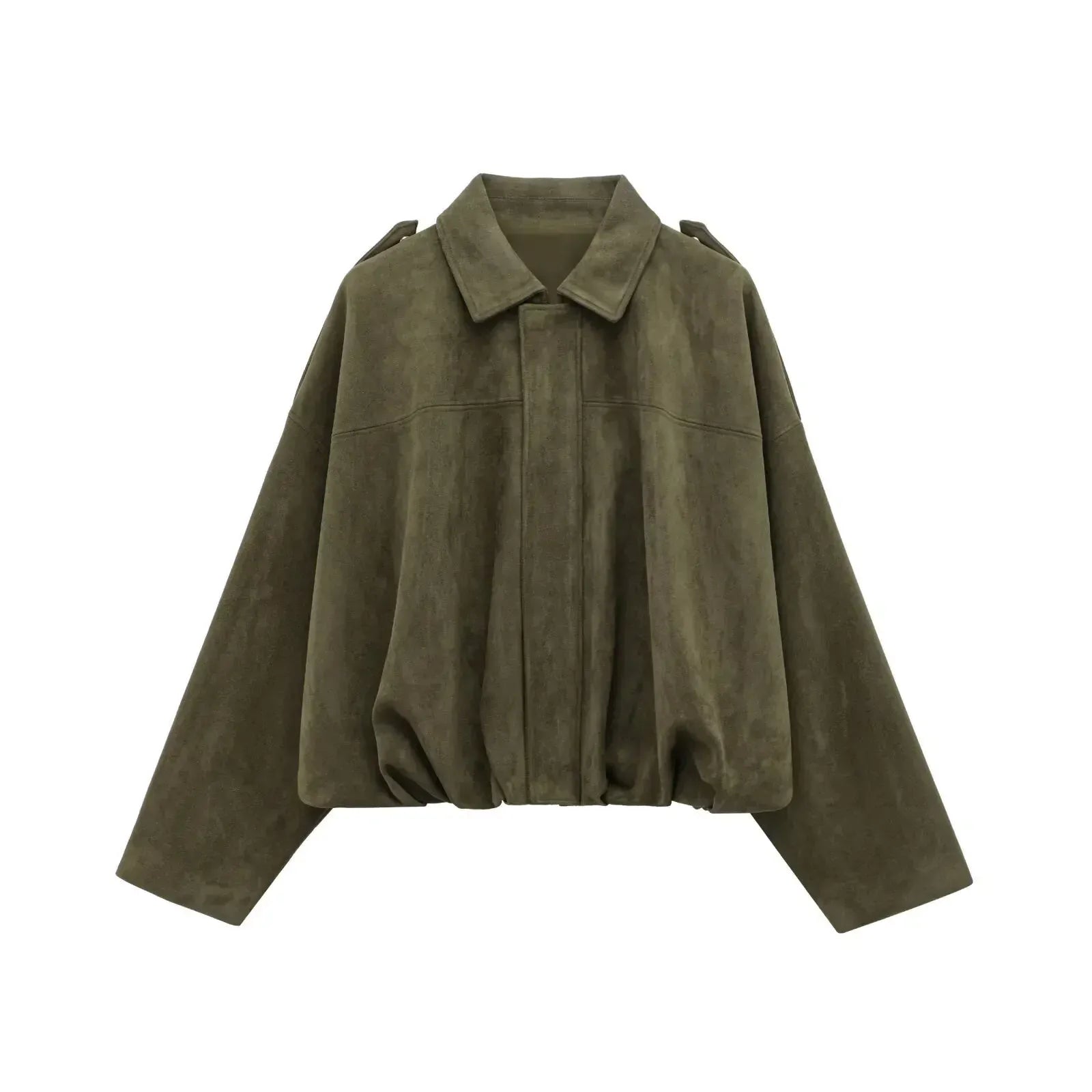 Suède jasje met oversized pasvorm en knoopsluiting