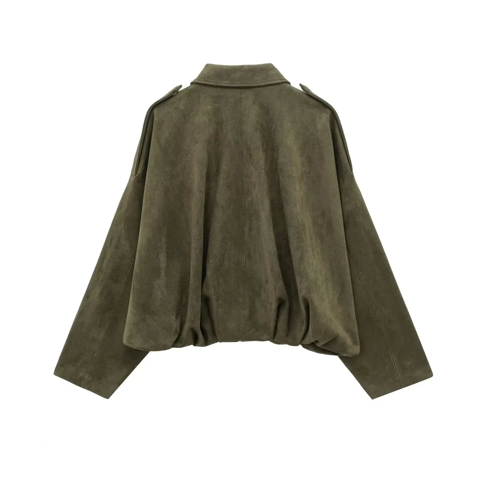 Suède jasje met oversized pasvorm en knoopsluiting