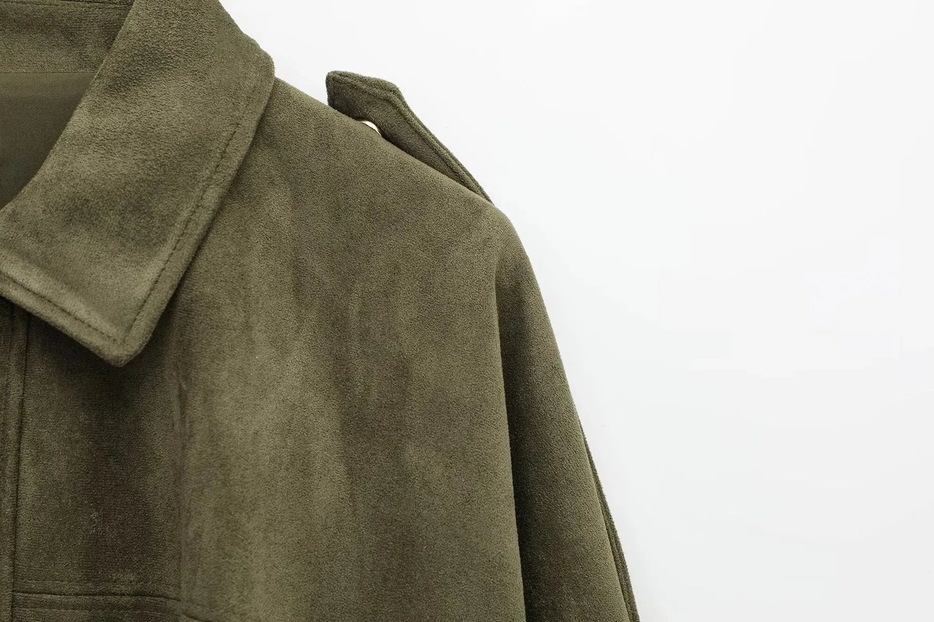 Suède jasje met oversized pasvorm en knoopsluiting