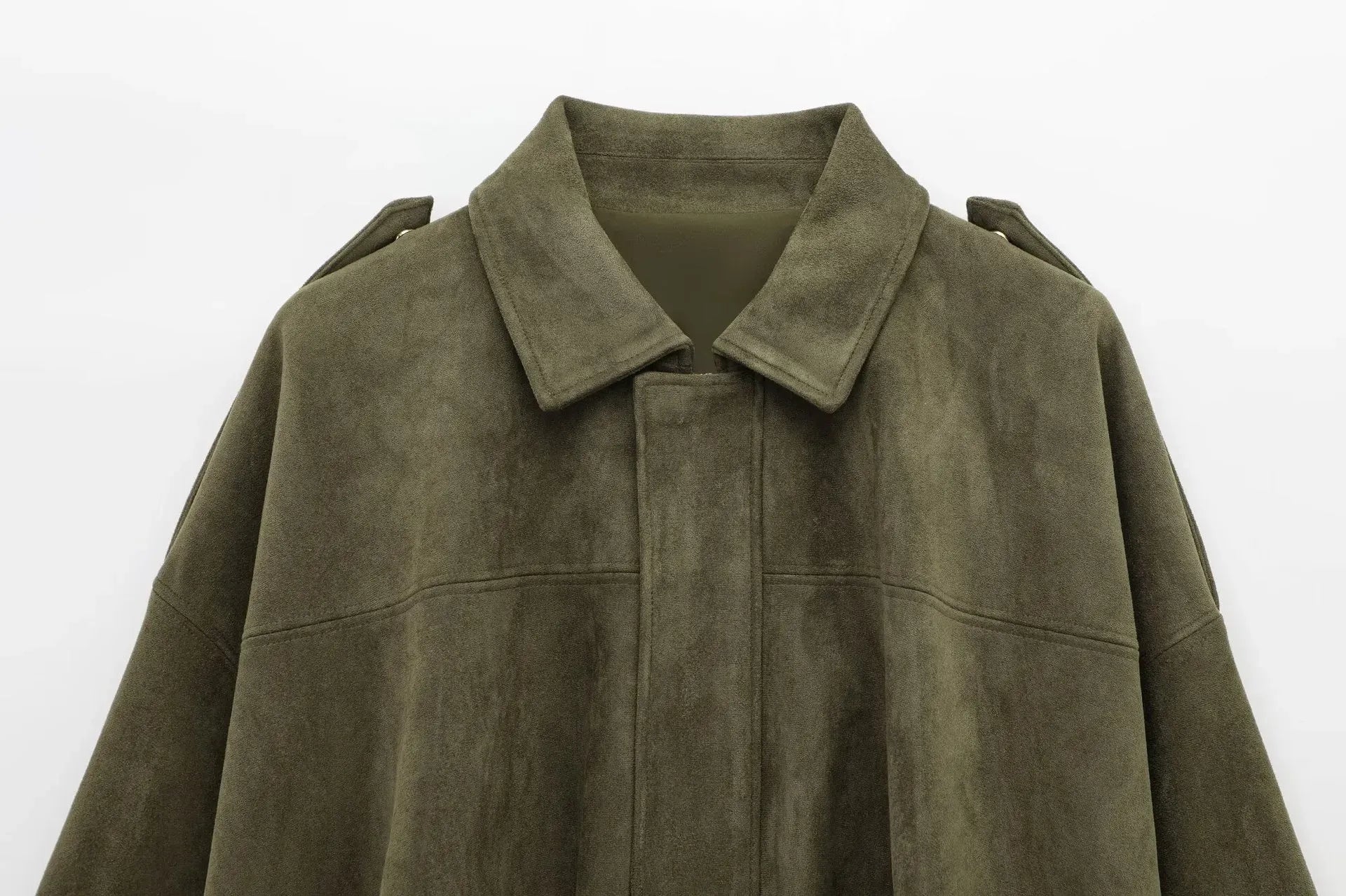 Suède jasje met oversized pasvorm en knoopsluiting