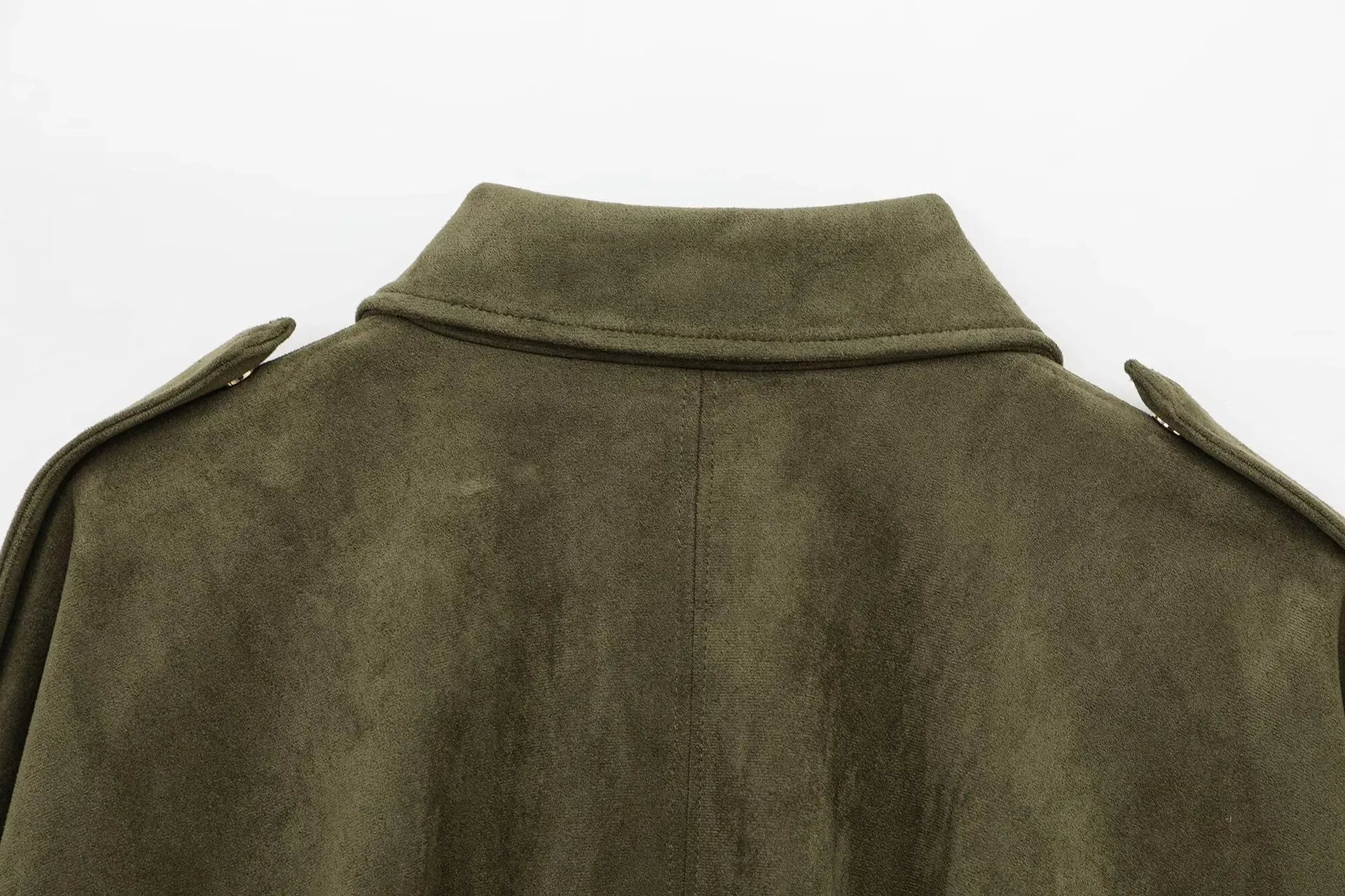 Suède jasje met oversized pasvorm en knoopsluiting
