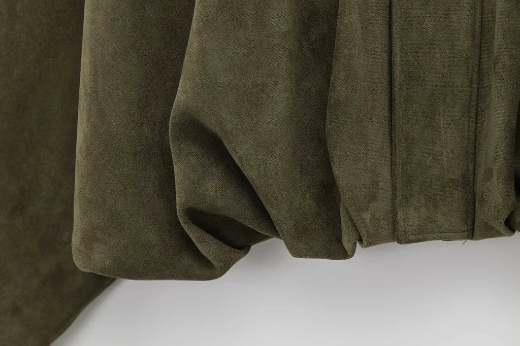 Suède jasje met oversized pasvorm en knoopsluiting